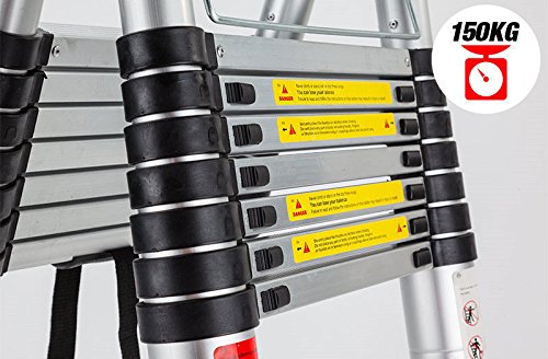Bowoshen Telescopic Extension Ladder 16.5Ft A-Frame Folding 16 Steps Sturdy Portable Kit 330Lb Load Capacity thumb #3