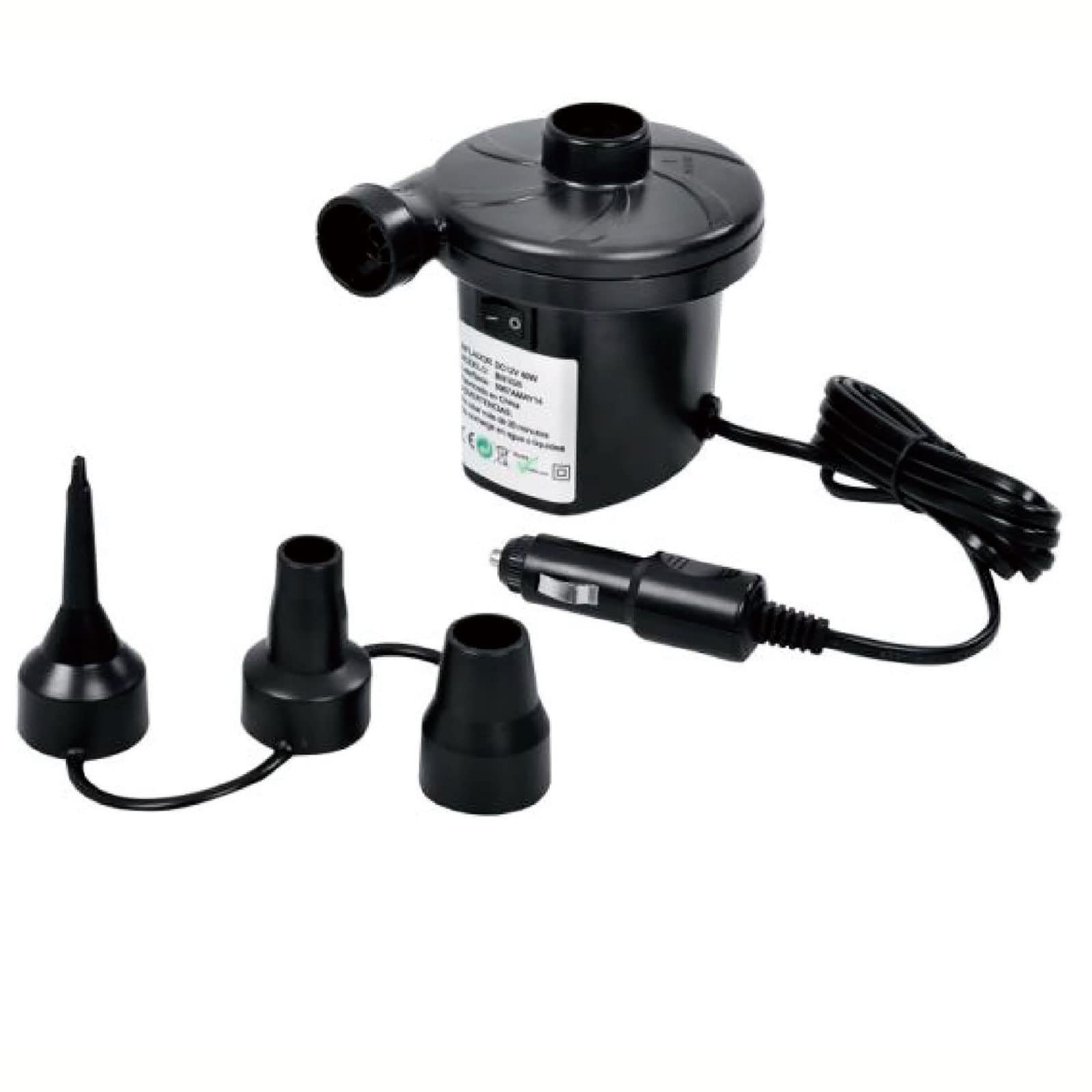 COYOUCO Electric Pump with 3 Nozzles Portable Quick Air Inflator for Camping Inflatables, Air Mattress Beds, Inflatable Couch, Pool Toys.,11.4x10x11.6cm