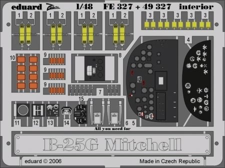 Eduard Accessories FE327 akcesoria do modelarstwa B-25G Mitchell Interior do Accurate Miniatures zestaw montażowy