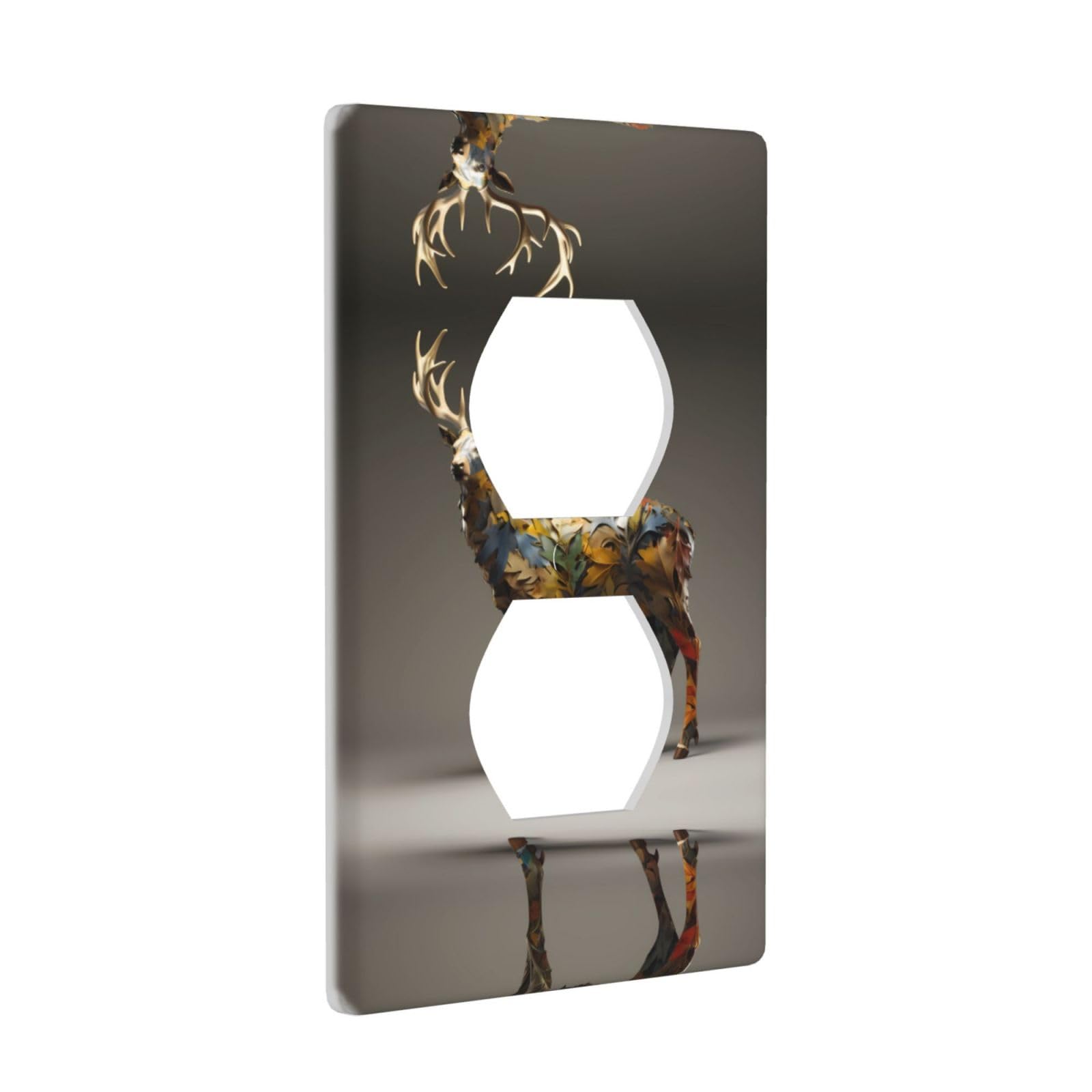 Double socket wall plate Electrical Receptacle Light Switch Cover Art Faceplate Switchplate for Home Decor 4.5X2.76 Inch Camouflage Deer Pattern