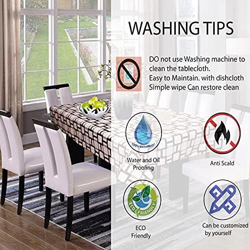 Image of Dakshya Industries PVC Waterproof Withoutlace Dining Table Cover (Size - 54X78 Inch) Rectangle 6 Seater Heat Rasistant Table Cloth (T14)
