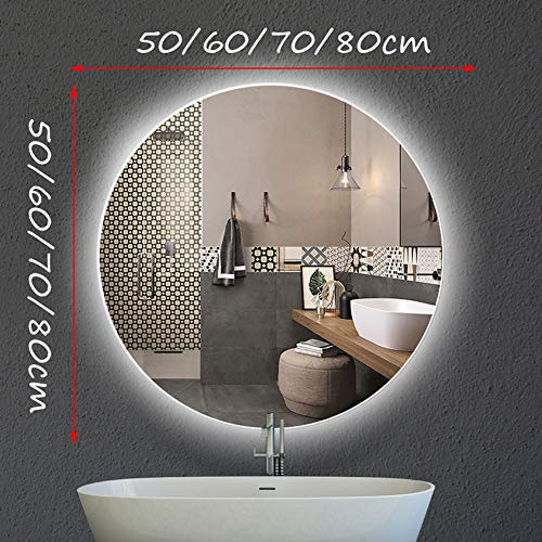 L&ED Round Backlit Led Illuminated Bathroom Mirror, Led Lighted Shaving Mirror, Hotel/Bedroom/Living Room