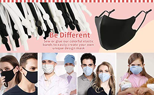 100 Pieces 1/4 Soft Elastic String for Masks with Adjustable Earloop,DIY Mask Making Supplies with Elastic Ear Loop. (100 Black)