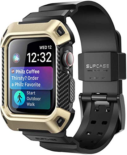 SUPCASE [Unicorn Beetle Pro] Designed for Apple Watch Series 6/SE/5/4 [44mm], Rugged Protective Case with Strap Bands(Gold)