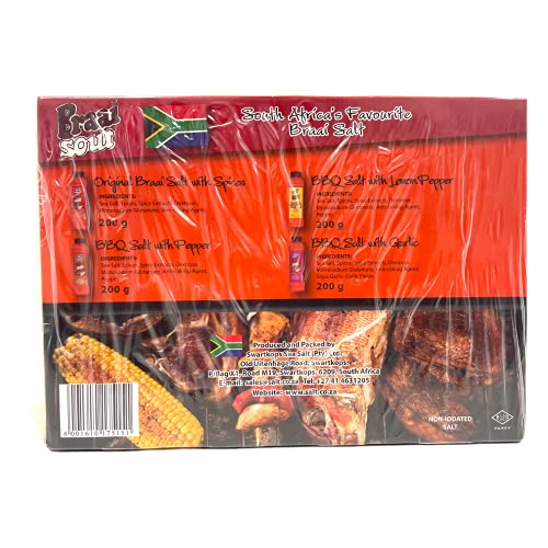 Marina Braai Sout South Africa's Favourite Braai Salt 4 X 200g Variety Flavour Pack