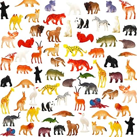 64 Pack Mini Wild Animal Toy Set Cover