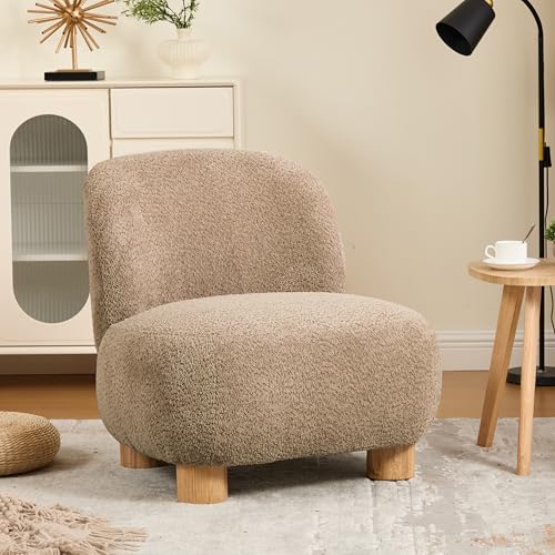Sillón moderno sin brazos con patas de madera marrón claro