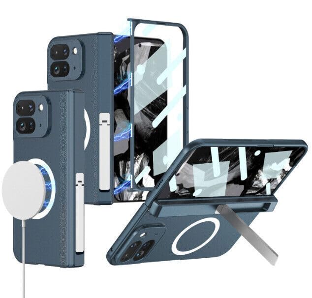 Étui rigide Google Pixel 9 Pro Fold vert avec béquille et verre écran