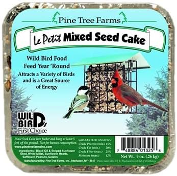 BestNest Pine Tree Farms Le Petit Mixed Seed Cakes, Pack of 12 – 9 oz Each, Formed Bird Seed Cakes with Sunflower, Millet, Peanuts – Ideal for Suet, Seed, Platform Feeders, Tidy Wild Bird Food