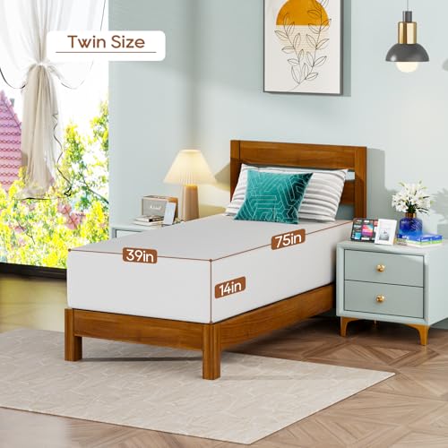 Image of FDW 14 Inch Twin Mattress, Medium Firm Base Foam, Breathable & Comfortable with Removable Washable Zipper Cover, Bed in a Box, CertiPUR-US Certified, White