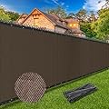 Winpull 6FT x 50FT Privacy Screen Fence Heavy Duty 170GSM Fencing Mesh Shade Net Cover Nickel-Plated Copper Grommets, 95% Blockage Fence for Outdoor Wall Garden Yard Backyard Pool (Brown)
