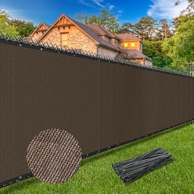 Winpull 6FT x 50FT Privacy Screen Fence Heavy Duty 170GSM Fencing Mesh Shade Net Cover Nickel-Plated Copper Grommets, 95% Blockage Fence for Outdoor Wall Garden Yard Backyard Pool (Brown)