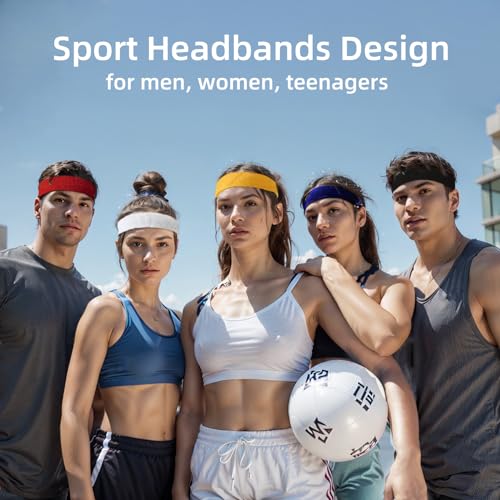 LPONJAR 5 Pack Sweatbands Sports Headbands for Men & Women Athletic Exercise Gym Workout Running Sweat Headbands Sweat Head Bands (Colorful) - Image 3