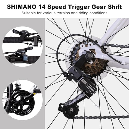 WEIZE Road Bike, 700C Wheel City Commuter Bicycle, 14 Speed Drop Bar, Racing Adult Bike with Caliper Brakes, High-Carbon Steel Hybrid Bikes, Urban Adult Bicycle for Men and Women