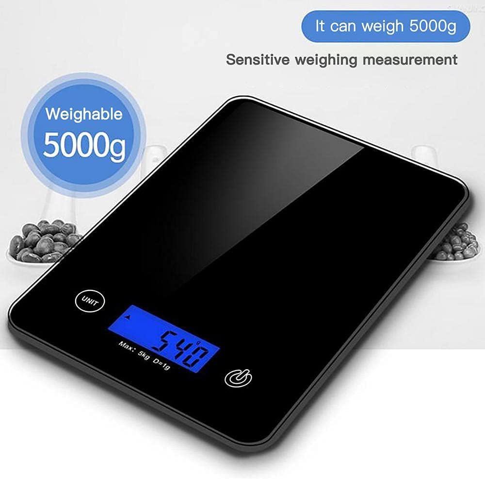 Balance de Cuisine pour Aliments, pesée de Cuisine, Balance de pesée Domestique en Acier Inoxydable, Balance électronique pour Repas, Noir (Noir)