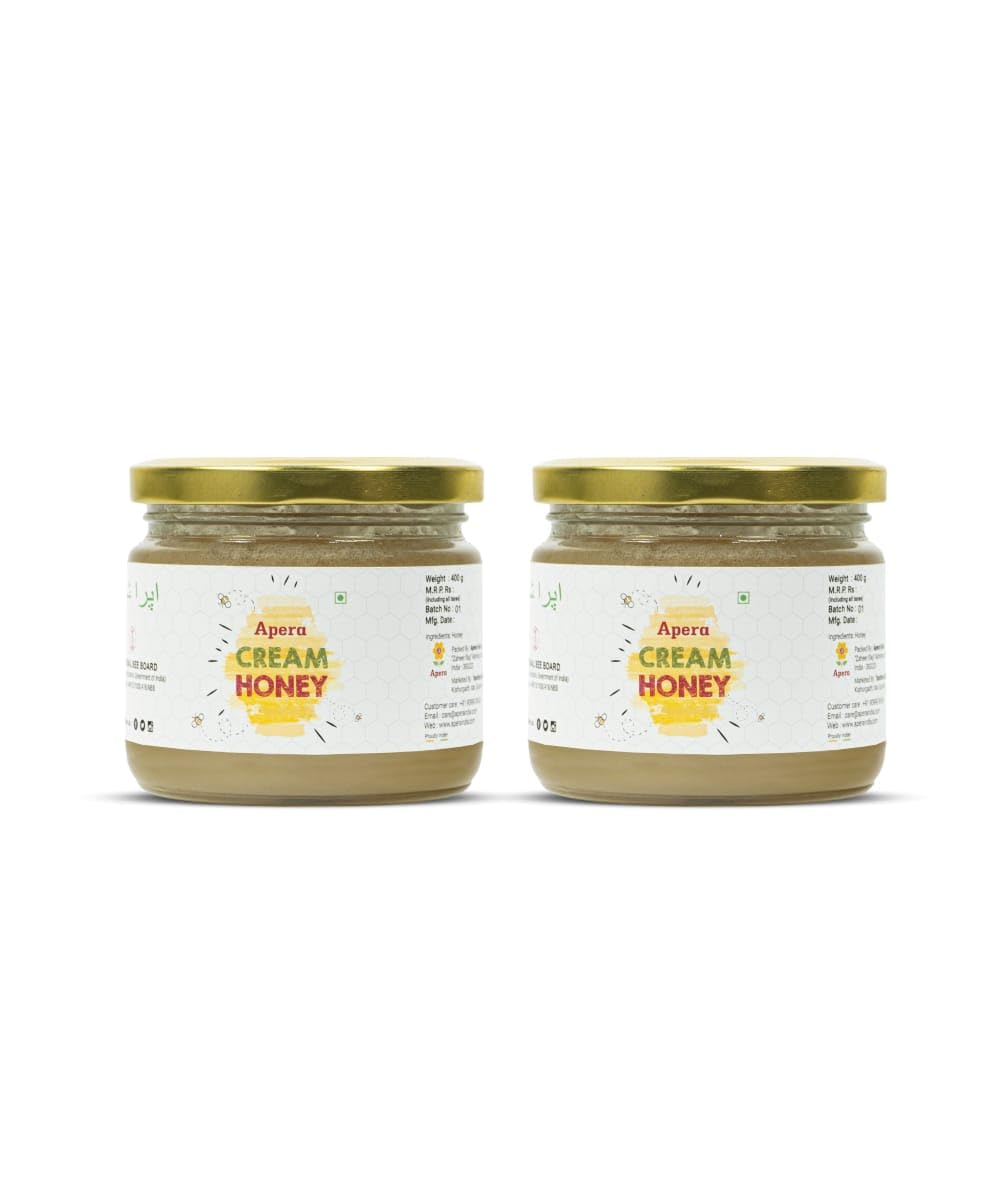 Pure And Natural Cream Honey | White Honey 400gm (pack of 2)