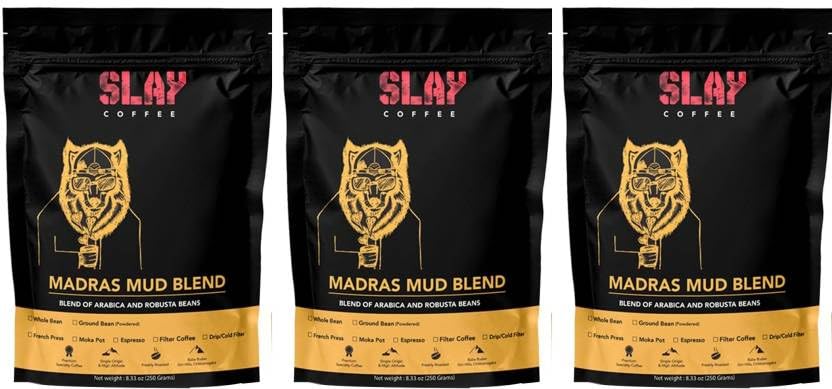 SLAY Madras Mud South Indian Style Filter Coffee Beans | Freshly Roasted | Medium Roast | 250g x Pack of 3 (B0CRZB4R4G) Amazon Price History, Amazon Price Tracker