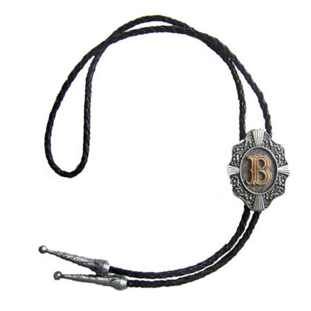 Western Bolo Tie mit Buchstabe B, 24 ct Goldauflage, Bolotie