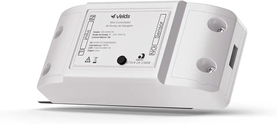 Módulo Acionador de Portão Smart Velds, Wi-Fi, Bluetooth, Controle por App, Alexa e Google Assistente, 3A, Automação Residencial, Bivolt