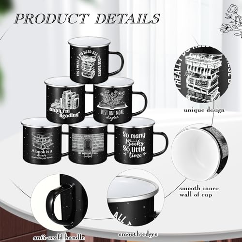 Set de 6 Mugs Esmaltados para Amantes de Libros 12oz Negro miniatura 3