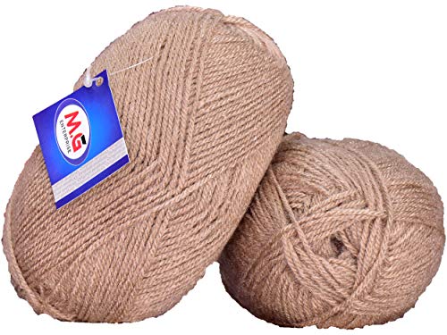 Image of M.G ENTERPRISE Sunrise Brown (400 gm) Wool Ball Hand Knitting Wool /Art Craft Soft Fingering Crochet Hook Yarn, Needle Knitting Yarn Thread Dyed