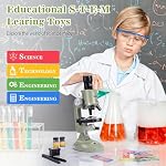 Microscope pour enfants, 100x - 1200x Microscope pour enfants débutant, double LED Lumière avec support téléphonique, kits scientifiques STEM Jouets cadeaux pour l'âge 5-7 8-13 Vert