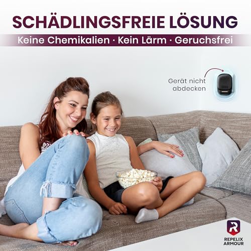 REPELIX ARMOUR Ultraschall-Schädlingsbekämpfer für Innenräume – 2 Pack – Deckt 140m² pro Gerät ab – 3 Modi – Vertreibt Mäuse, Ratten, Spinnen, Mücken, Ameisen, Insekten & Fliegen, PR-025 (Schwarz)