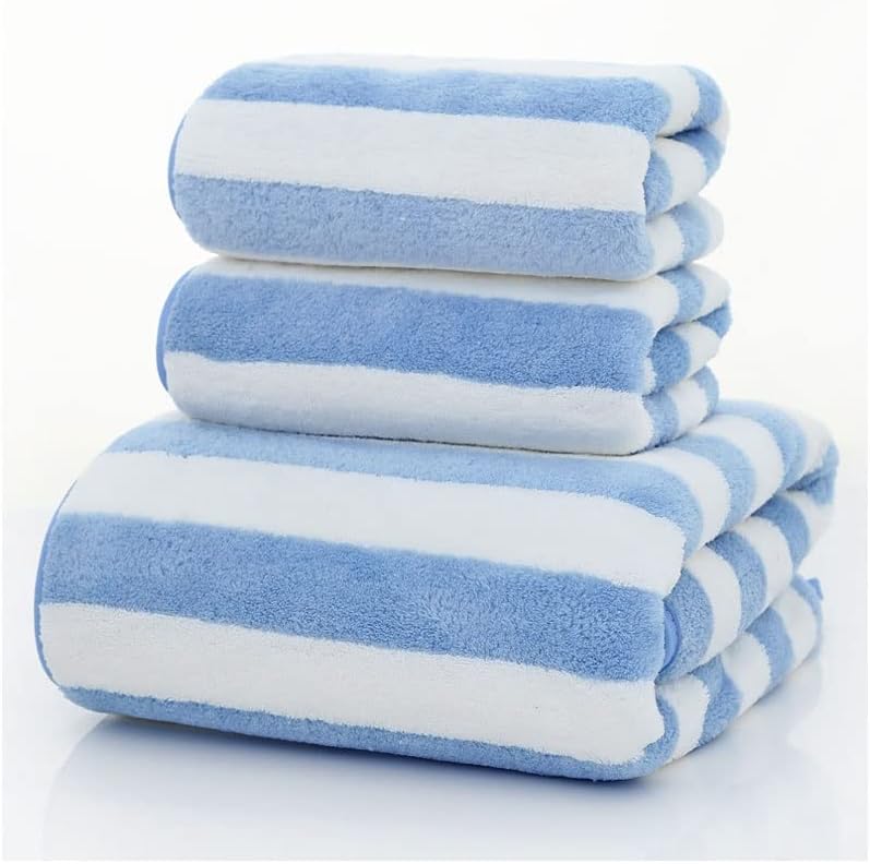 Microfiber Stripe Towel Hotel Supplies for Bath Shower Towel Face Towel Bath Spa Towel 3pcs/Set(A)