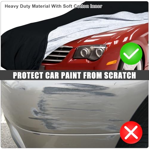 Image of Waterproof Car Cover Compatible with 2004-2008 Chrysler Crossfire Accessories, All Weather Classic Car Covers with Inner Cotton&Zipper Door for Snow Rain Protection