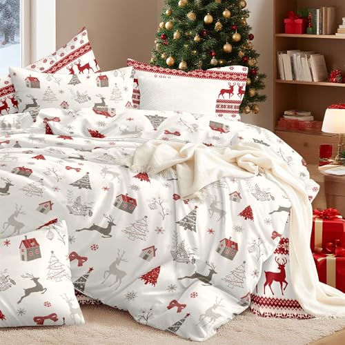 Freyamy Weihnachts Bettwäsche 135x200,Weihnachtsbaum Weiß...