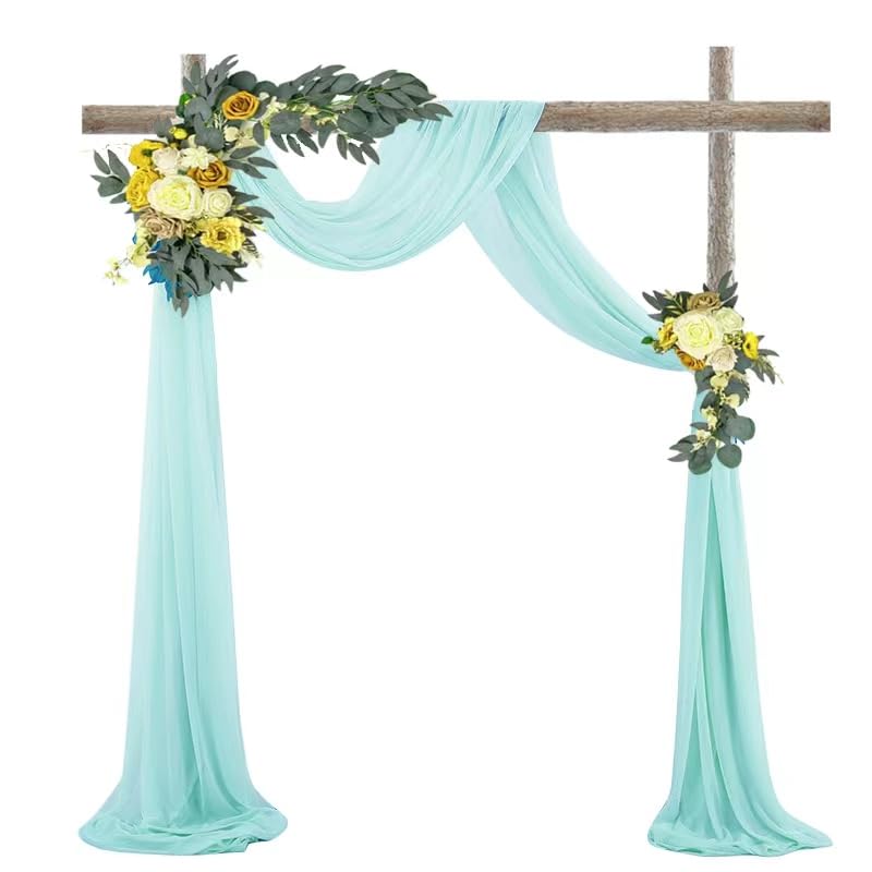 20ft Wedding Arch Draping Fabric,Sheer Backdrop Curtains Draps Decorations for Wedding Ceremony Party Ceiling Home Decoration (Green, 20ft)
