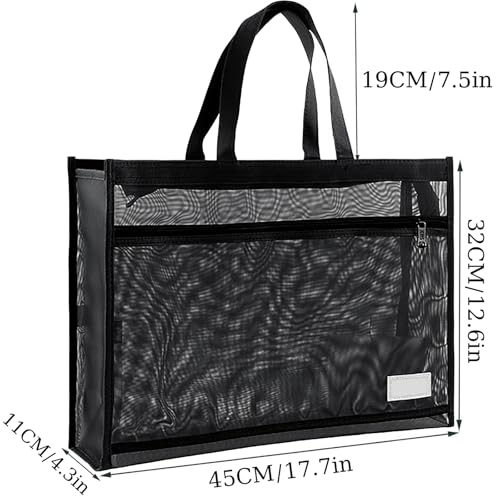 Image of OhMill Large Art Portfolio Case 18 x 12 Inch Portfolio Bag Nylon Mesh Art Bags Artwork Storage Case with Handle and Zipper