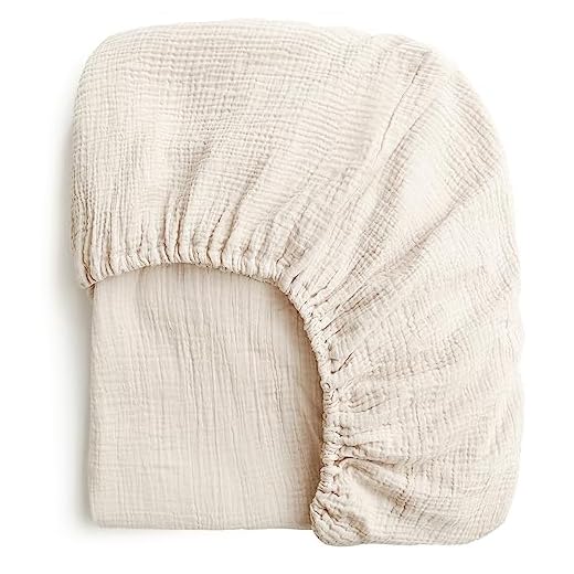Konssy Muslin Fitted Crib Sheets 100% Cotton Baby Crib Sheets for Standard Crib Mattress (28 X 52 Inches), Soft and Breathable for Boys, Girls (Oat)