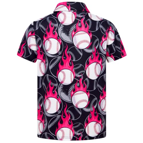 Cozople Boys Baseball Polo Shirt, Flame Graphic Top — view 2