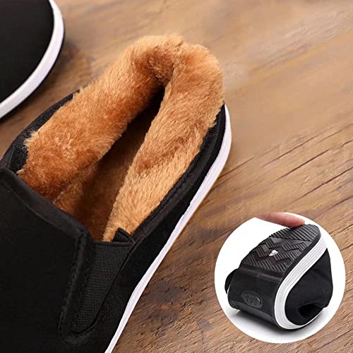 Stunner Men's Casual Cloth Shoes Winter Warm Faux Fur Lined Lightweight Canvas Slip On Loafers 43 #TOP3