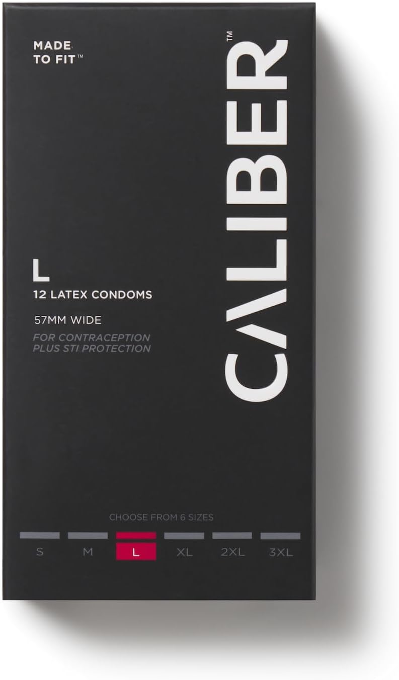 Caliber Small Condoms — Size S, Snug Fit, Slim Fit, 49MM Wide, Small Size, Lubricated, Latex, FDA-Cleared, 12 Count