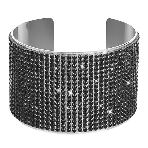 Jojomina Black Bracelets for Women Rhinestone Arm Cuff Bracelet Multilayer Prom Bangle Jewelry for Party Wedding Dating