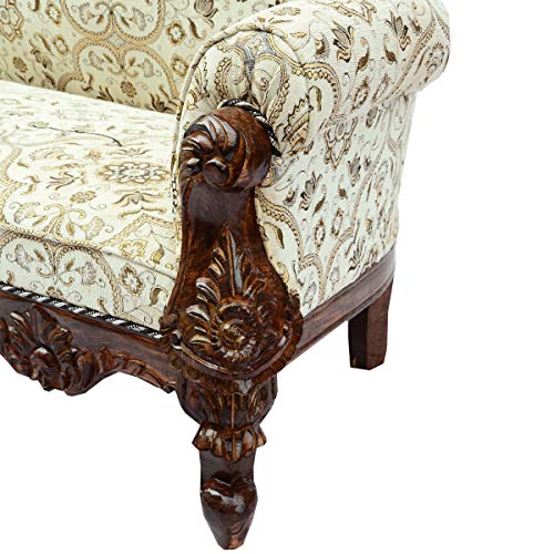 Image of Wooden 5 Seater Sofa Set, Solid Wood Sofa |3+1+1 with Traditional Carving Design Furniture for Living Room | Home | Bedroom | Office Seating