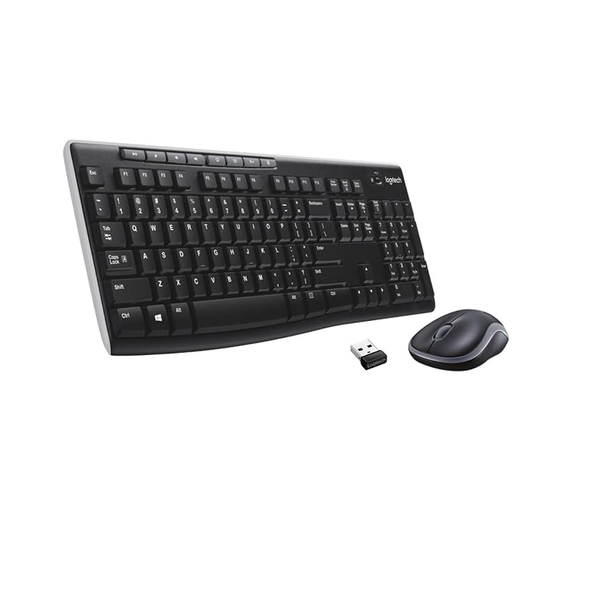 Logitech MK270 Combo Tastiera e Mouse Wireless per Windows, Layout Spagnolo QWERTY - Nero