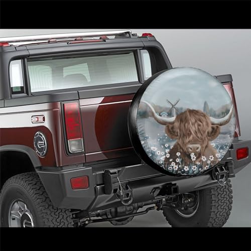 Image of Cow Spare Tire Cover Wheel Protector Weatherproof Wheel Cover Universal Decorative Accessories for Camper RV SUV Travel Trailer 14 inch