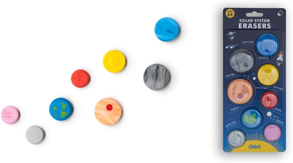 Suck UK Solar System Erasers - Set of 8 Mini Planet Erasers - Educational Outer Space Stationery & Budding Astrophysicists