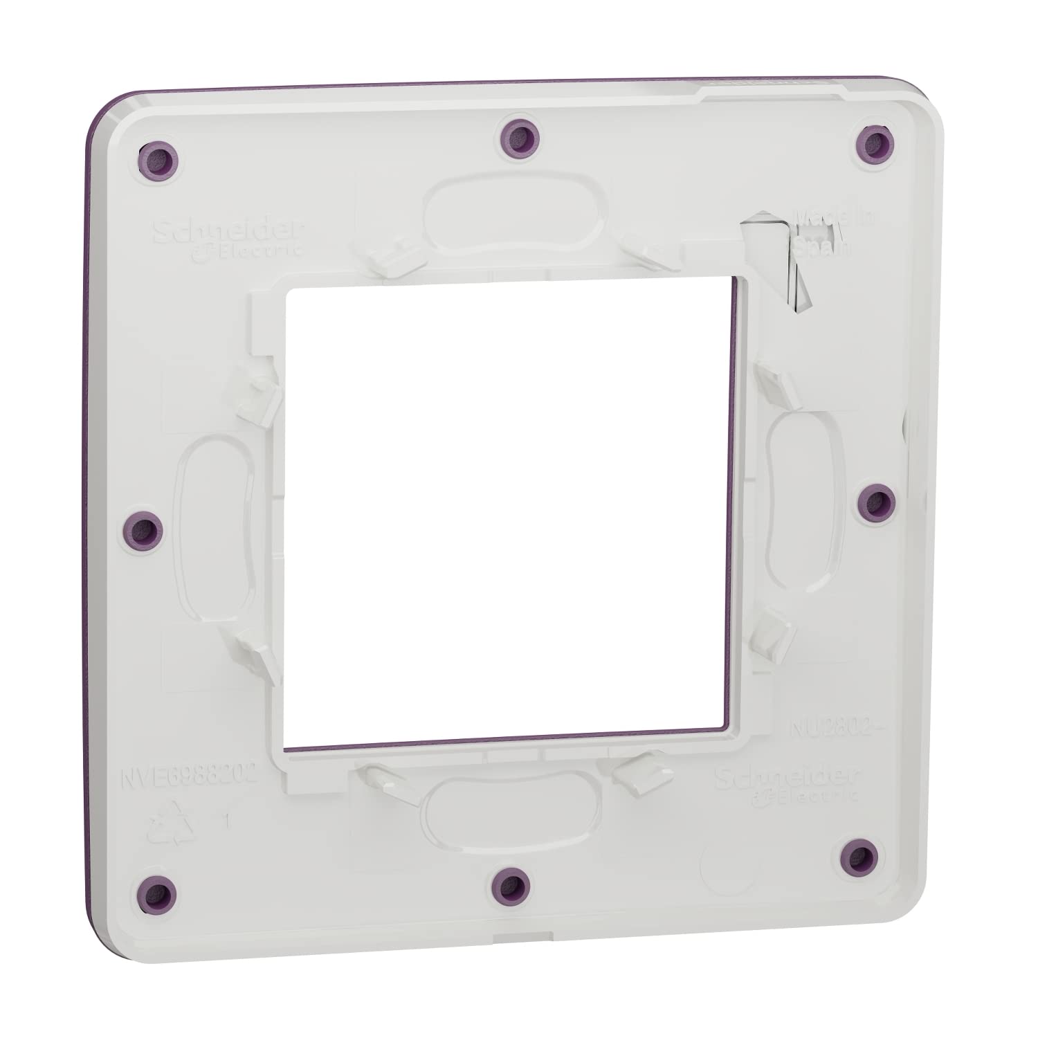 Schneider Electric Unica Placca Di Finitura 1 Posto – Colore Prugna Con Bordo Bianco, Design Moderno 85x85mm