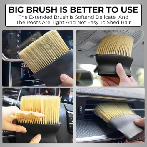 Image of Cleaning Brush Combo 2 Pcs Pack AC Vent Brush Scratch Free Car Duster Multifunctional Car Brush for Cleaning Car Interior, PC, Laptop, Keyboard