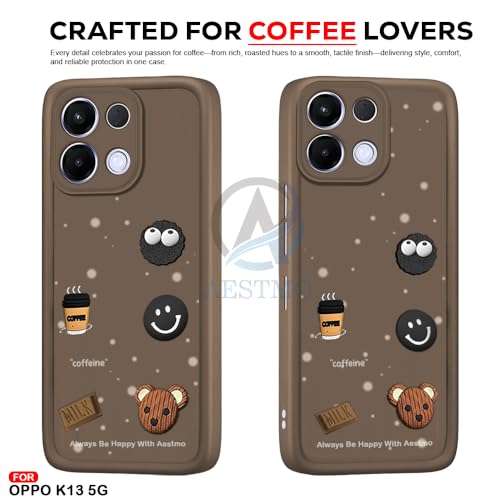 Image of AESTMO Back Case Cover for Oppo K13 5G Cover | Cute Fun Cartoon 3D Ball | Coffee Silicone Case | Full Body Protection | Camera Protection Back Oppo K13 5G (Brown