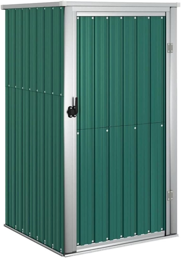Garden Tool Shed, 34.6 x 34.6 x 82.7 Inch Galvanized Steel Outdoor Storage Cabinet with Lockable Door, Tall Metal Utility Locker for Garden Tools and Garage Equipment, Green