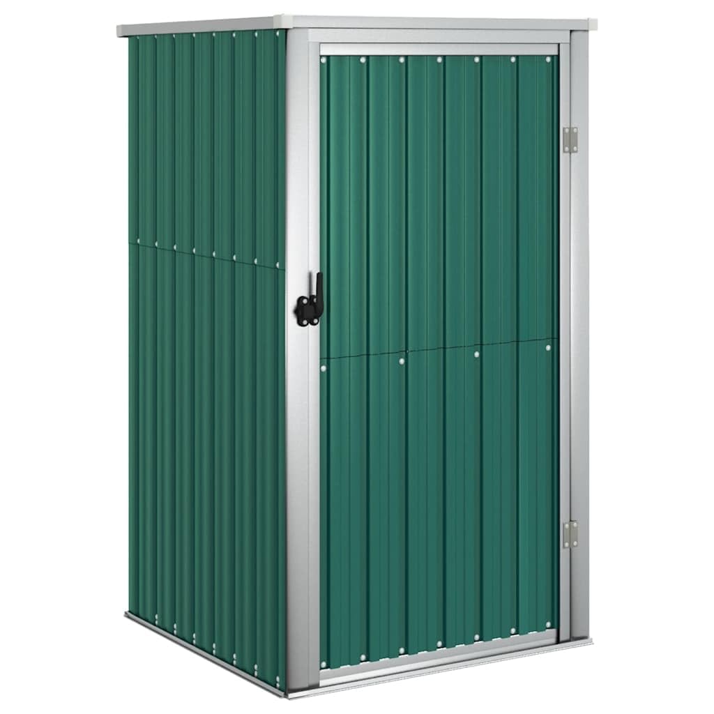 vidaXL Garden Tool Shed: Galvanised Steel Frame, Ample Storage Space, User-Friendly Handle, Green, Low-Maintenance, Plastic Corner Protectors Included, Dimensions (88x89x161 cm)