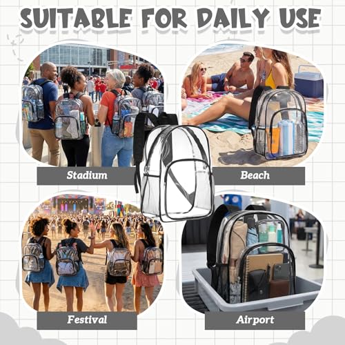 Image of Amylove 36 Pcs Clear Backpack bulk for Stadium Events Heavy Duty PVC Transparent Bookbag for College Workplace Security (17 Inches,Blacks)