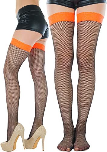 Image of ToBeInStyle Women's Fine Classic Fishnet Thigh High Stretch Nylon Novelty Stockings