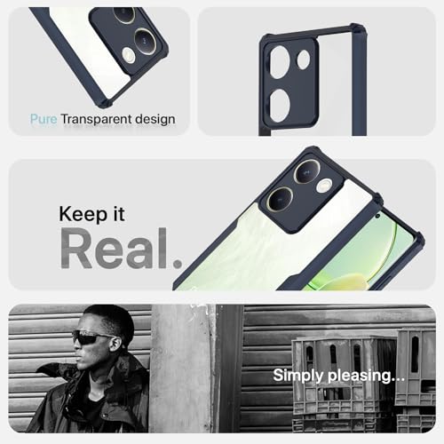 Image of Pikkme Vivo Y200 Pro 5G Back Cover | Crystal Clear Transparent Back | Ultra Hyrbid | Full Camera Protection | Raised Edge | Bumper Back Case (Blue)