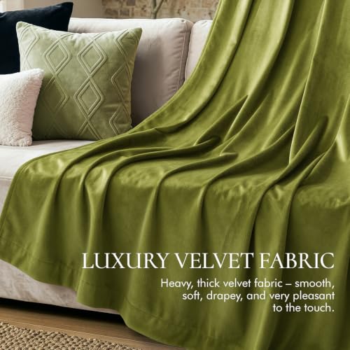 Image of MIULEE Moss Green Blackout Velvet Curtains Drapes 84 Inch Long 52 inchx84 inch